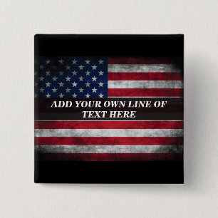 Badge Carré 5 Cm Add your text on American flag