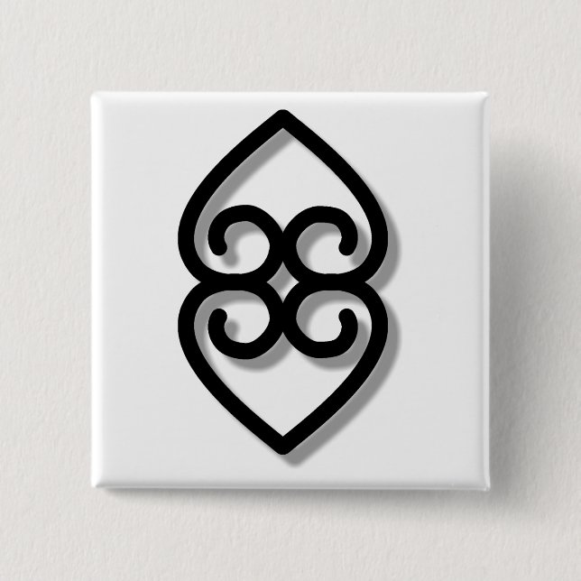 Badge Carré 5 Cm Adinkra - earth-BW (Devant)