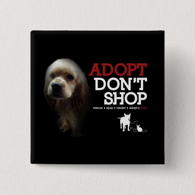 Badge Carré 5 Cm Adopt ne font pas des emplettes (Devant)