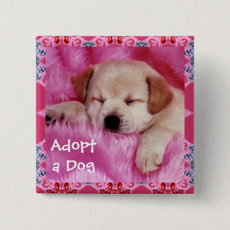 Badge Carré 5 Cm Adopter un bouton de chien