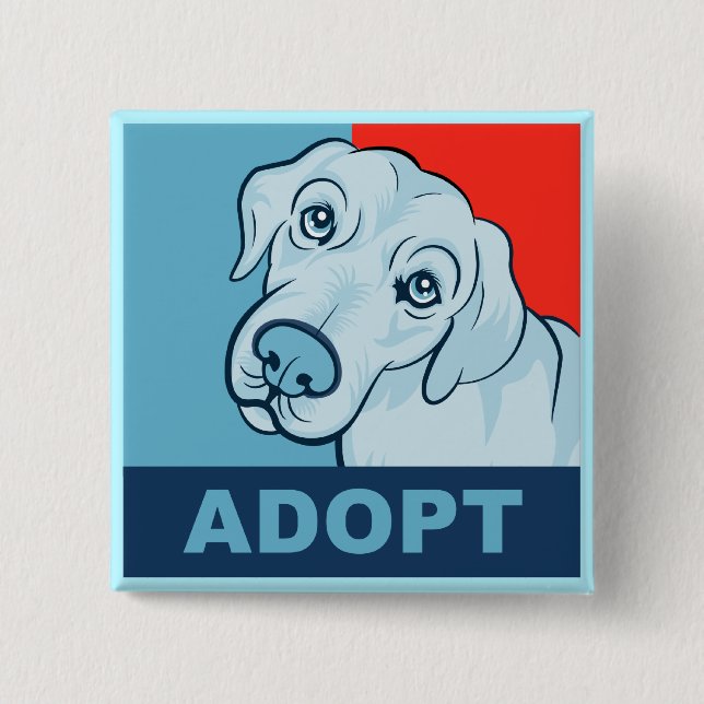 Badge Carré 5 Cm Adoptez un bouton de chien (Devant)