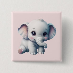Badge Carré 5 Cm adorable Kawaii Baby Elephant