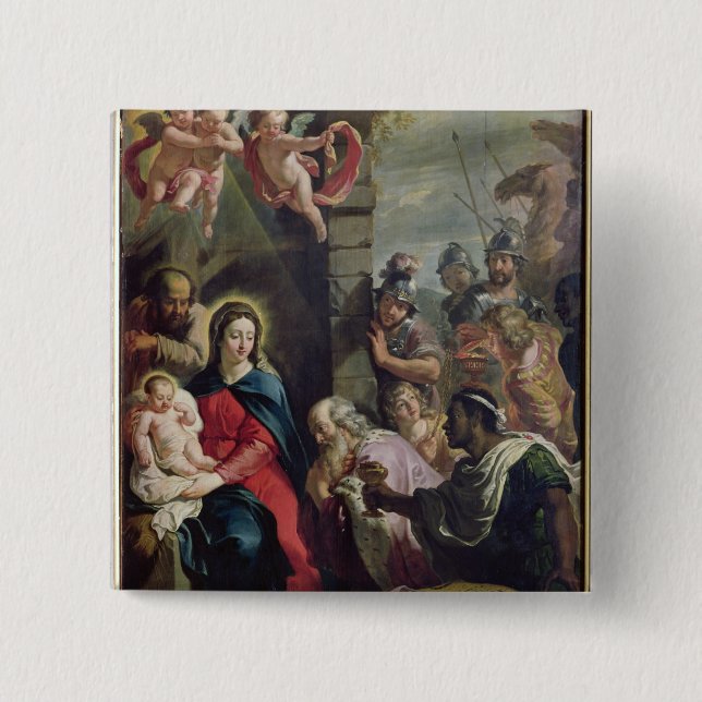 Badge Carré 5 Cm Adoration des Magi (Devant)