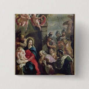Badge Carré 5 Cm Adoration des Magi
