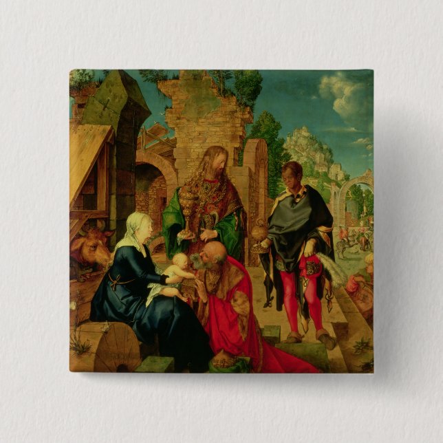 Badge Carré 5 Cm Adoration des Magi, 1504 (Devant)