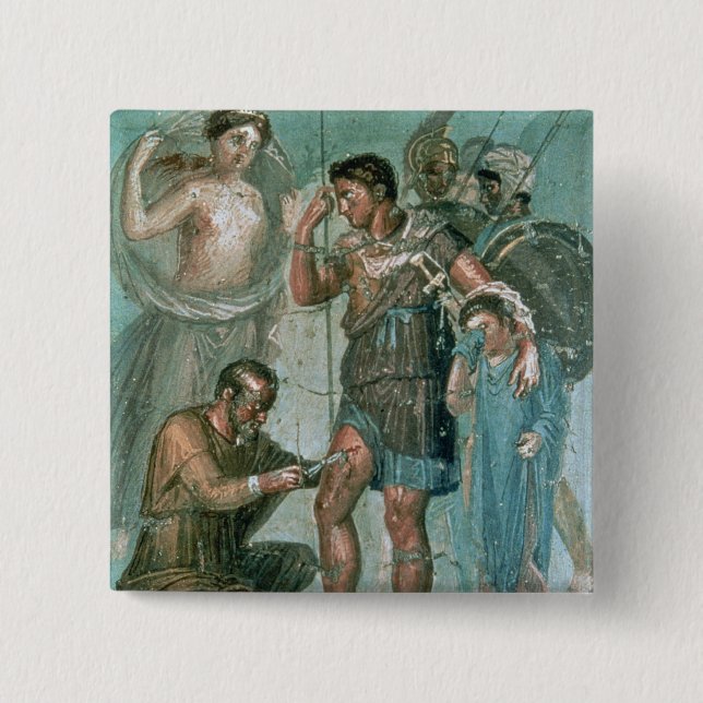 Badge Carré 5 Cm Aeneas a blessé, de Pompeii (Devant)