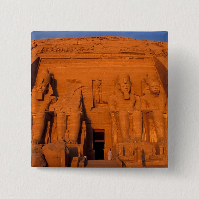 Badge Carré 5 Cm AF, Egypte, Abu Simbel. Façade au coucher du solei (Devant)