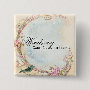 Badge Carré 5 Cm Affaires vintages de rose de rose et de mariage de