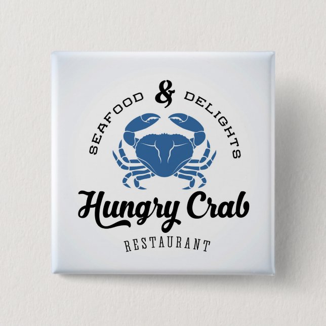 Badge Carré 5 Cm Affiche affamée de restaurant de crabe (Devant)