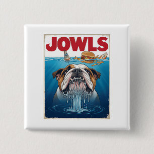 Badge Carré 5 Cm Affiche Cadeau Joues de Bulldog Anglais Sharky