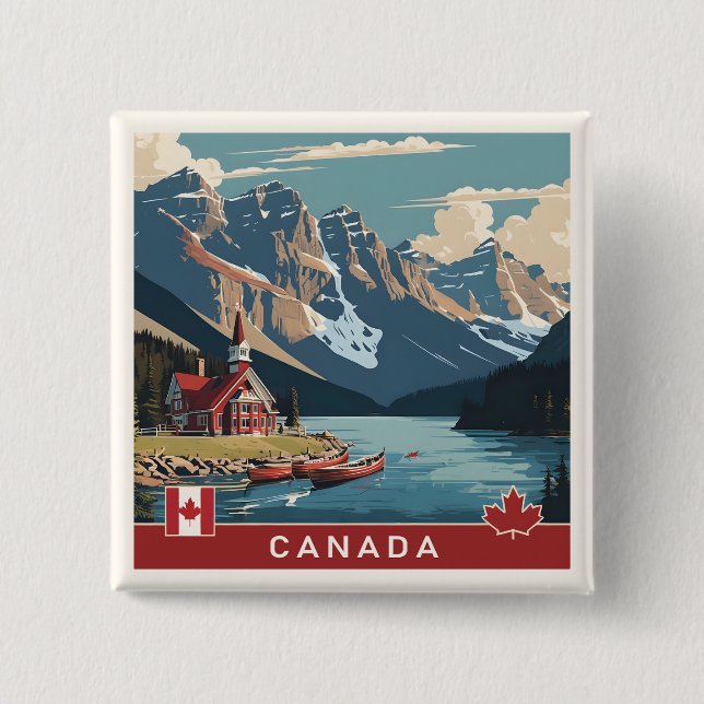 Badge Carré 5 Cm Affiche Canada Travel (Devant)