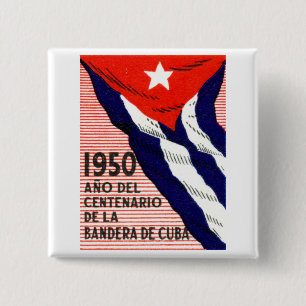 Badge Carré 5 Cm Affiche de drapeau de 1950 Cubains