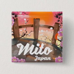 Badge Carré 5 Cm Affiche de fleurs de Mito Japon.