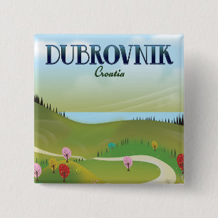 Badge Carré 5 Cm affiche de paysage de dubrovnik croatie.