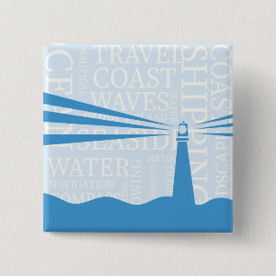 Badge Carré 5 Cm Affiche de phare nautique