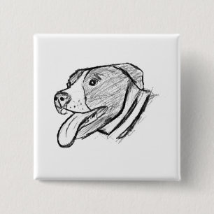 Badge Carré 5 Cm affiche de pitbull dessinée à la main pour amateur