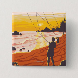 Badge Carré 5 Cm Affiche de plage et de voyage de KitesCoastVintage