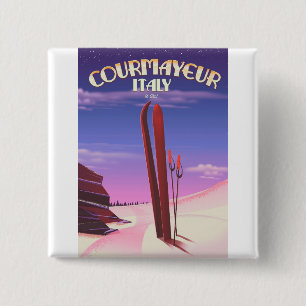 Badge Carré 5 Cm Affiche de ski italienne de Courmayeur