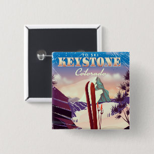 Badge Carré 5 Cm Affiche de style vintage de Keystone, Colorado Ski