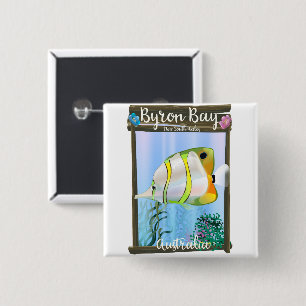 Badge Carré 5 Cm Affiche de voyage à Byron Bay Australie.