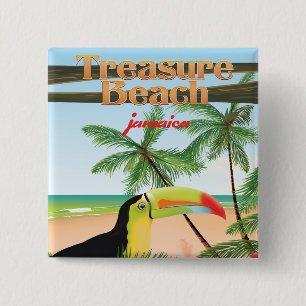 Badge Carré 5 Cm Affiche de voyage à Treasure Beach, Jamaïque