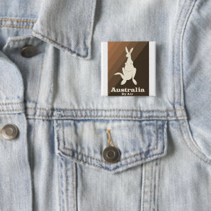 Badge Carré 5 Cm Affiche de voyage Australie By Air Kangaroo.