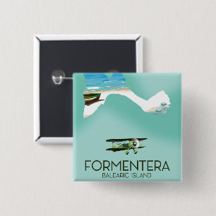 Badge Carré 5 Cm Affiche de voyage de l'île baléare de Formentera C