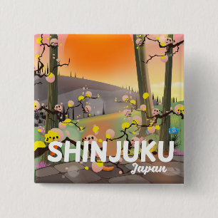 Badge Carré 5 Cm Affiche de voyage de Shinjuku Japon