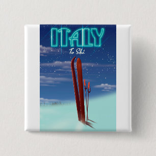Badge Carré 5 Cm Affiche de voyage de ski 'Glace' d'Italie.