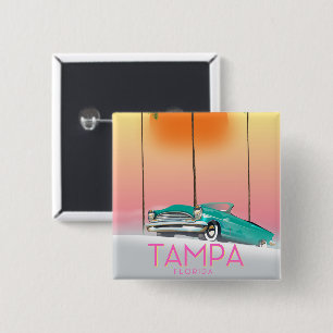 Badge Carré 5 Cm Affiche de voyage de style vintage Tampa Floride