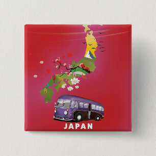 Badge Carré 5 Cm Affiche de voyage d'illustration du Japon.