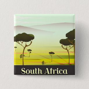 Badge Carré 5 Cm Affiche de voyage du paysage sud-africain au soir