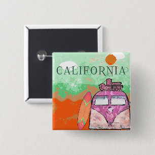 Badge Carré 5 Cm Affiche de voyage en Californie