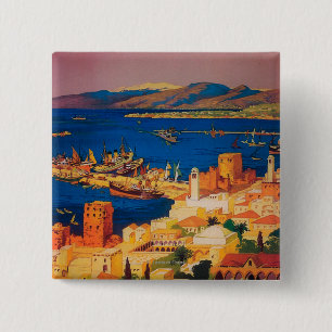 Badge Carré 5 Cm Affiche de voyage en France, tournée en Syrie