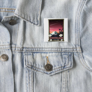 Badge Carré 5 Cm Affiche de voyage en Suðurland en Islande