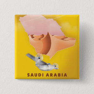 Badge Carré 5 Cm Affiche de voyage illustrée de l'Arabie saoudite.