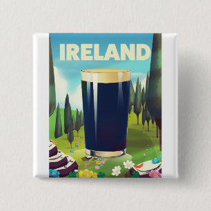 Badge Carré 5 Cm Affiche de voyage Ireland Pint