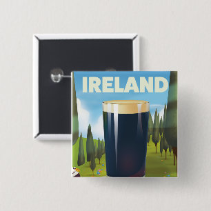 Badge Carré 5 Cm Affiche de voyage Ireland Pint