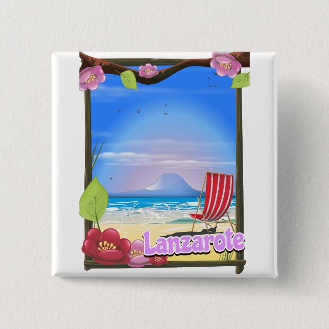 Badge Carré 5 Cm Affiche de voyage Lanzarote (Devant)