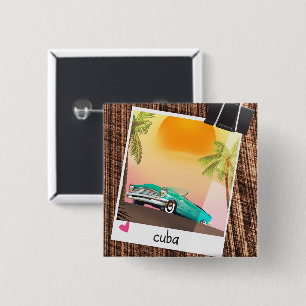 Badge Carré 5 Cm Affiche de voyage photo de voiture vintage cubaine