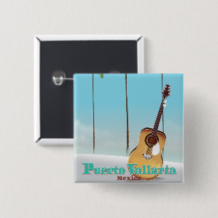 Badge Carré 5 Cm Affiche de voyage Puerto Vallarta Mexique