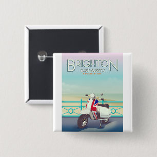 Badge Carré 5 Cm Affiche de voyage scooter Brighton Vintage union j