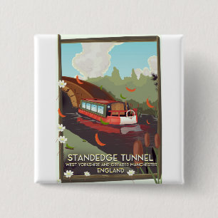 Badge Carré 5 Cm affiche de voyage sur le tunnel de Standedge au Ro