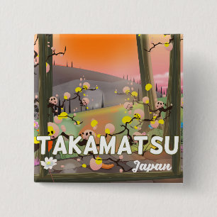 Badge Carré 5 Cm Affiche de voyage Takamatsu Japon
