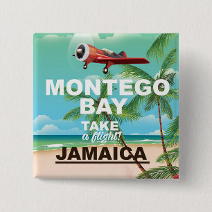 Badge Carré 5 Cm Affiche de voyage vintage Montego Bay Jamaïque