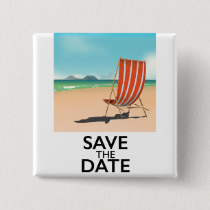 Badge Carré 5 Cm Affiche de voyage vintage pour réserver la date