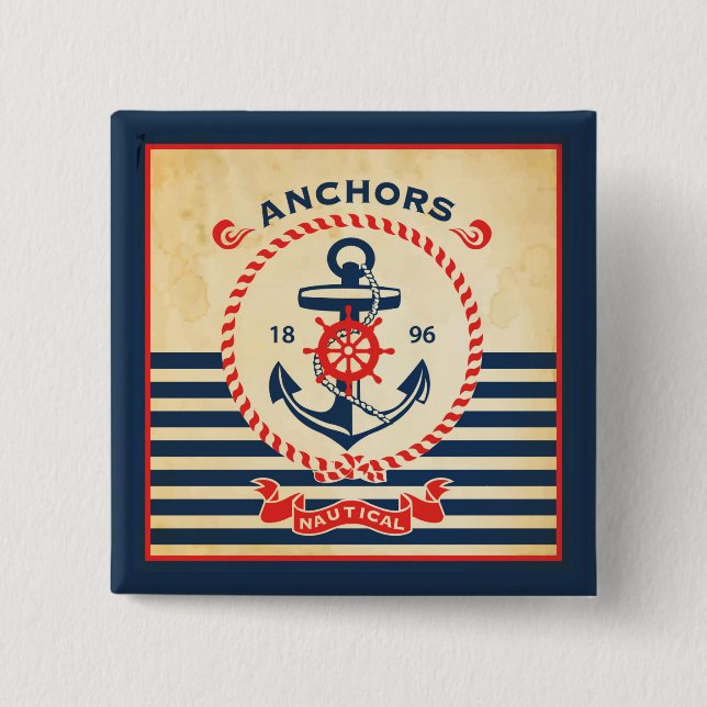 Badge Carré 5 Cm Affiche nautique vintage (Devant)