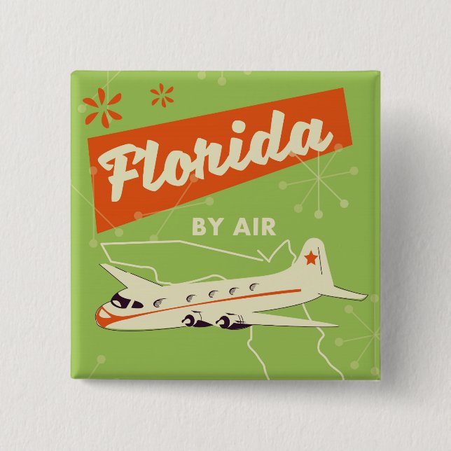 Badge Carré 5 Cm Affiche rétro de l'État de Floride. (Devant)