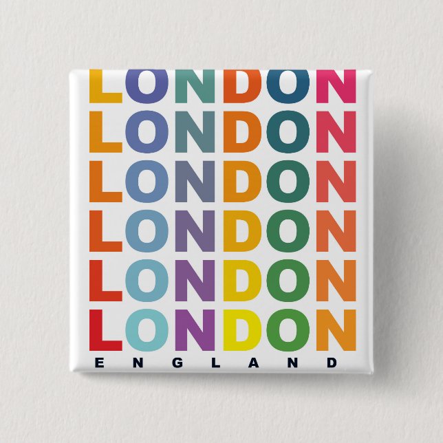 Badge Carré 5 Cm Affiche Retro London Angleterre (Devant)