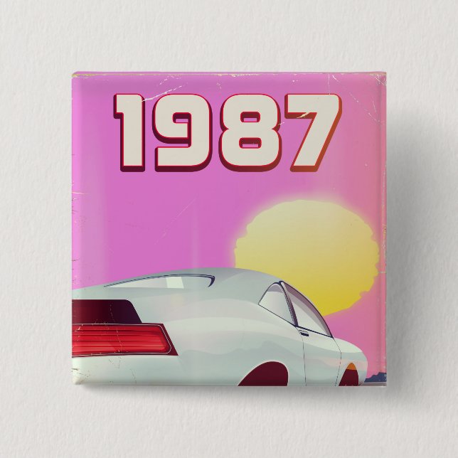 Badge Carré 5 Cm Affiche sportive 1987 (Devant)